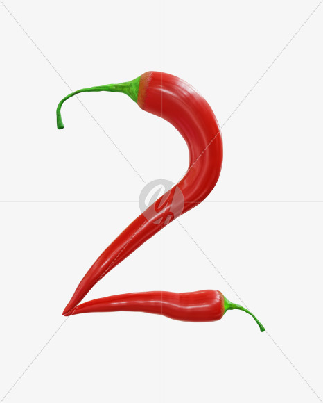 2 from Red chilli pepper alphabet on Yellow Images Creative Fonts - S70848