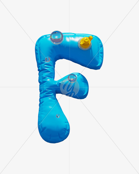 Letter F from Blue Inflatable Swimming Ring alphabet on Yellow Images Creative Fonts - S70892