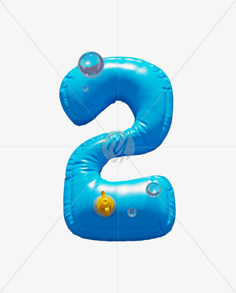 2 from Blue Inflatable Swimming Ring alphabet on Yellow Images Creative Fonts - S70915