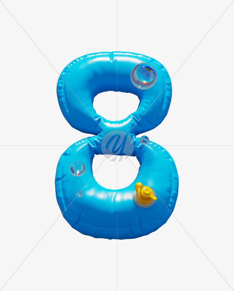 8 from Blue Inflatable Swimming Ring alphabet on Yellow Images Creative Fonts - S70920