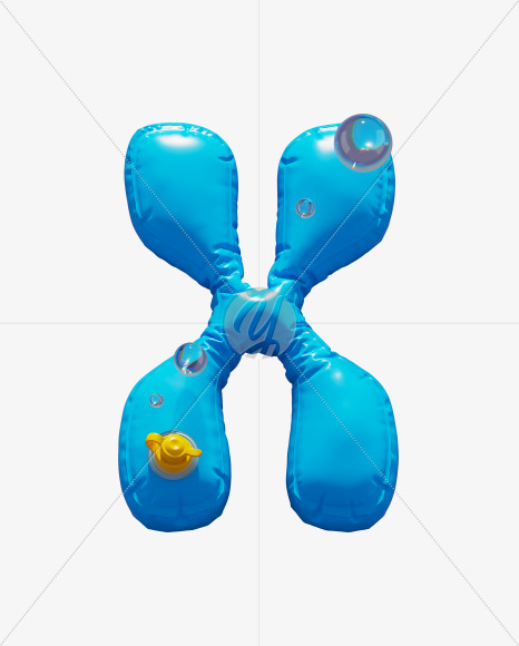 Letter X from Blue Inflatable Swimming Ring alphabet on Yellow Images Creative Fonts - S70910