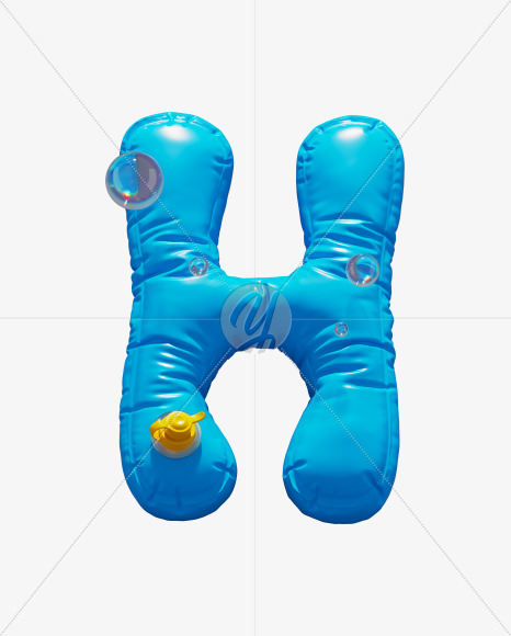 Letter H from Blue Inflatable Swimming Ring alphabet on Yellow Images Creative Fonts - S70894