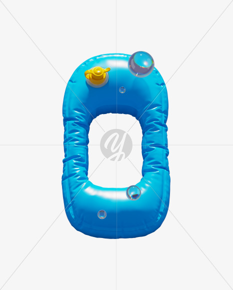 0 from Blue Inflatable Swimming Ring alphabet on Yellow Images Creative Fonts - S70913