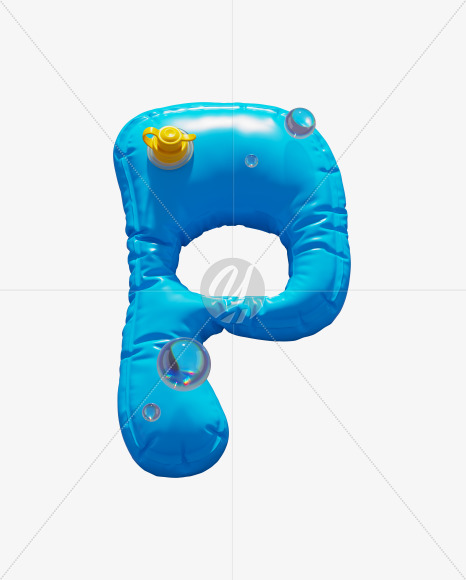 Letter P from Blue Inflatable Swimming Ring alphabet on Yellow Images Creative Fonts - S70902