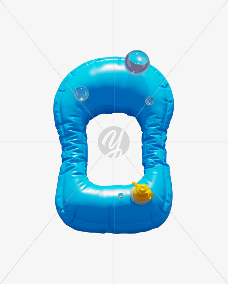 Letter O from Blue Inflatable Swimming Ring alphabet on Yellow Images Creative Fonts - S70901