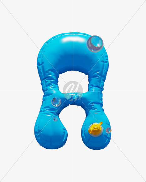 Letter A from Blue Inflatable Swimming Ring alphabet on Yellow Images Creative Fonts - S70887