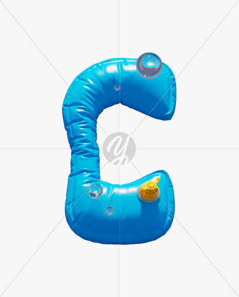 Letter C from Blue Inflatable Swimming Ring alphabet on Yellow Images Creative Fonts - S70889