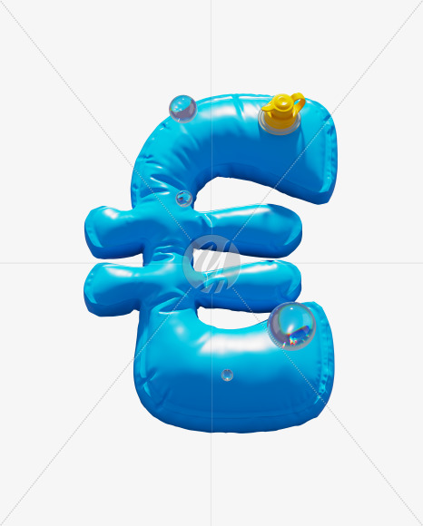 Euro from Blue Inflatable Swimming Ring alphabet on Yellow Images Creative Fonts - S70927