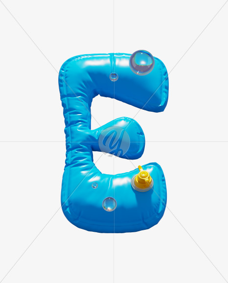 Letter E from Blue Inflatable Swimming Ring alphabet on Yellow Images Creative Fonts - S70891