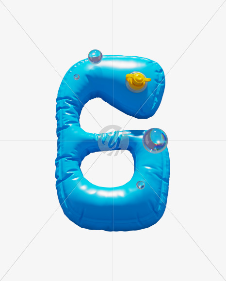 6 from Blue Inflatable Swimming Ring alphabet on Yellow Images Creative Fonts - S70928