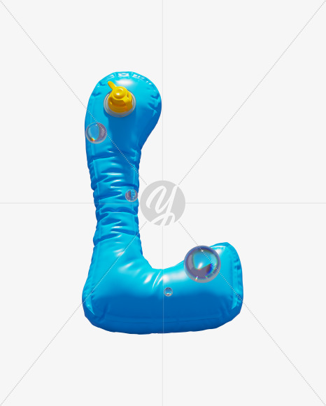 Letter L from Blue Inflatable Swimming Ring alphabet on Yellow Images Creative Fonts - S70898