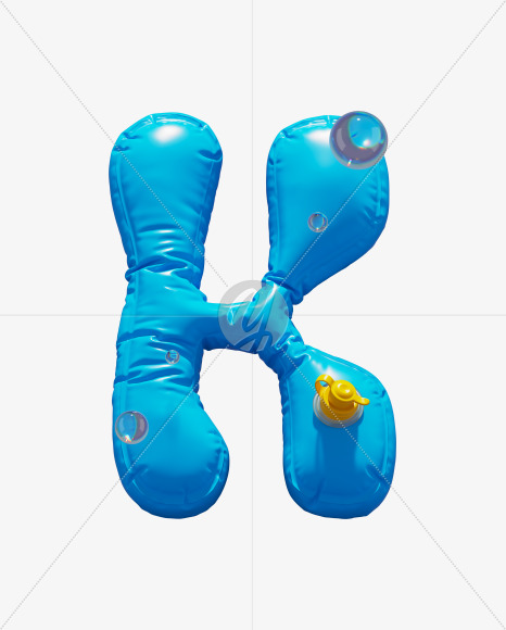 Letter K from Blue Inflatable Swimming Ring alphabet on Yellow Images Creative Fonts - S70897