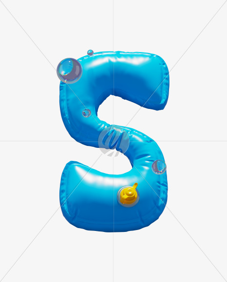 Letter S from Blue Inflatable Swimming Ring alphabet on Yellow Images Creative Fonts - S70905