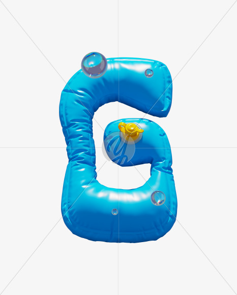 Letter G from Blue Inflatable Swimming Ring alphabet on Yellow Images Creative Fonts - S70893