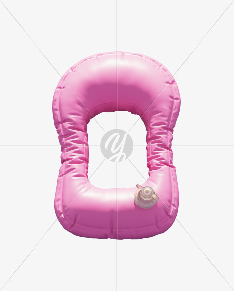 Letter O from Pink Inflatable Swimming Ring alphabet on Yellow Images Creative Fonts - S70944