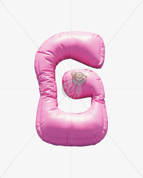 Letter G from Pink Inflatable Swimming Ring alphabet on Yellow Images Creative Fonts - S70936