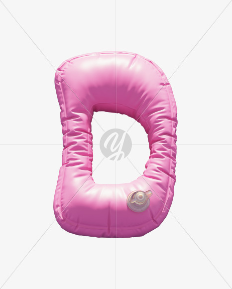 Letter D from Pink Inflatable Swimming Ring alphabet on Yellow Images Creative Fonts - S70933