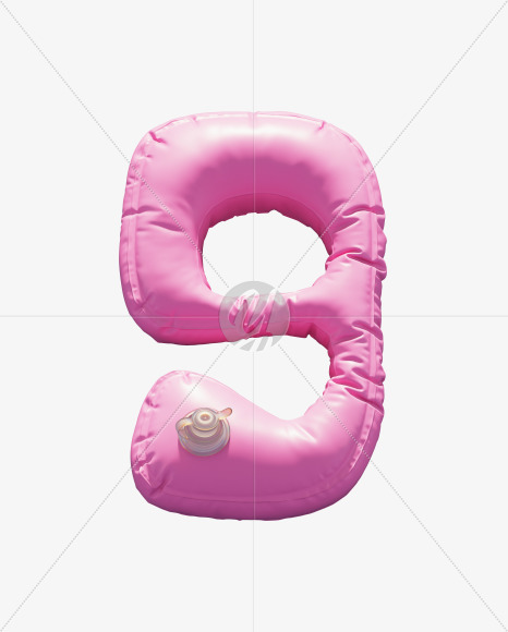 9 from Pink Inflatable Swimming Ring alphabet on Yellow Images Creative Fonts - S70965