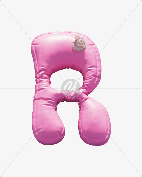 Letter R from Pink Inflatable Swimming Ring alphabet on Yellow Images Creative Fonts - S70947