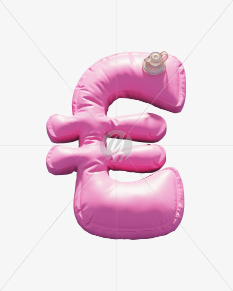 Euro from Pink Inflatable Swimming Ring alphabet on Yellow Images Creative Fonts - S70971