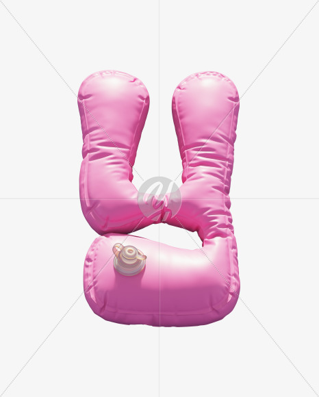 Letter Y from Pink Inflatable Swimming Ring alphabet on Yellow Images Creative Fonts - S70955