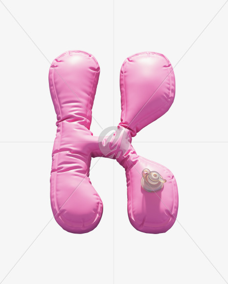 Letter K from Pink Inflatable Swimming Ring alphabet on Yellow Images Creative Fonts - S70940