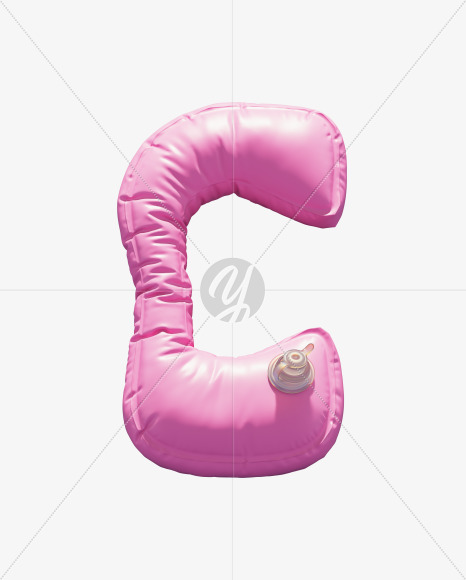 Letter C from Pink Inflatable Swimming Ring alphabet on Yellow Images Creative Fonts - S70932