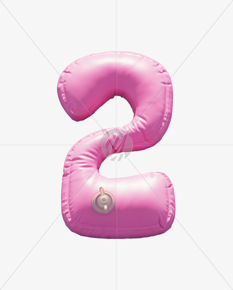 2 from Pink Inflatable Swimming Ring alphabet on Yellow Images Creative Fonts - S70958