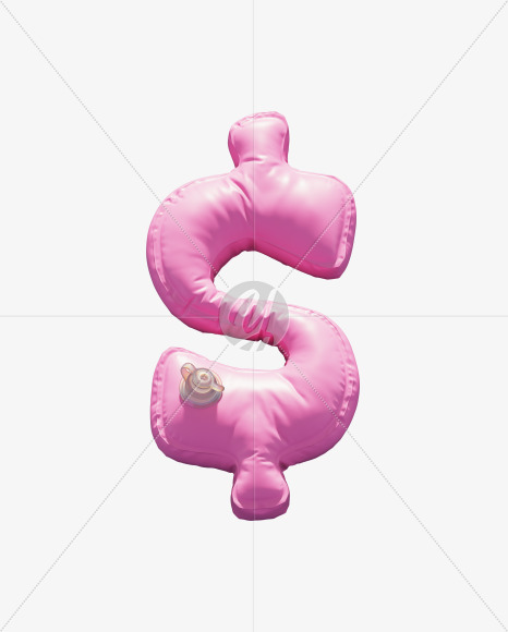 Dollar from Pink Inflatable Swimming Ring alphabet on Yellow Images Creative Fonts - S70970