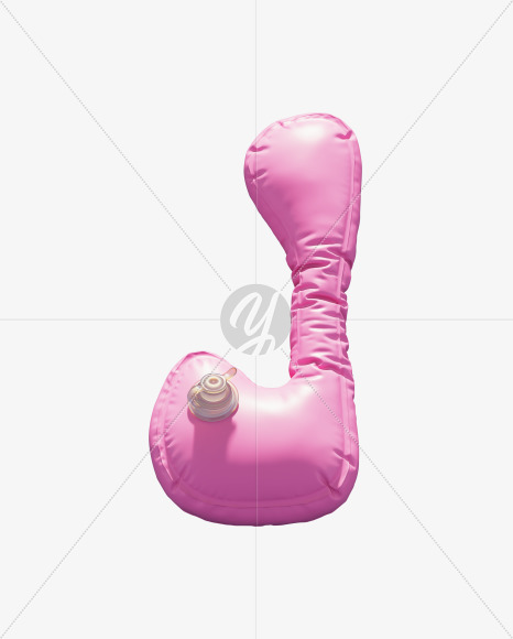 Letter J from Pink Inflatable Swimming Ring alphabet on Yellow Images Creative Fonts - S70939