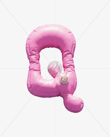 Letter Q from Pink Inflatable Swimming Ring alphabet on Yellow Images Creative Fonts - S70946