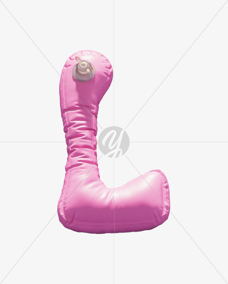 Letter L from Pink Inflatable Swimming Ring alphabet on Yellow Images Creative Fonts - S70941