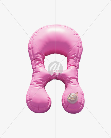 Letter A from Pink Inflatable Swimming Ring alphabet on Yellow Images Creative Fonts - S70930