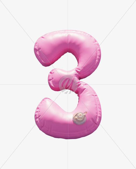 3 from Pink Inflatable Swimming Ring alphabet on Yellow Images Creative Fonts - S70959