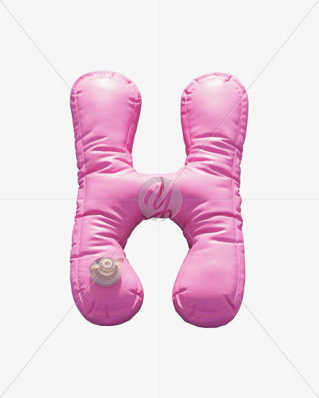 Letter H from Pink Inflatable Swimming Ring alphabet on Yellow Images Creative Fonts - S70937