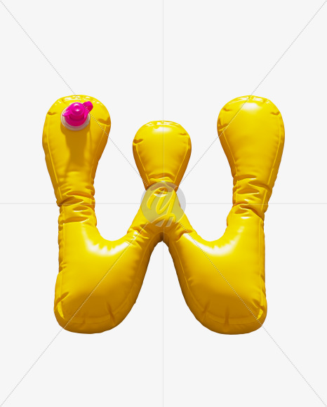 Letter W from Yellow Inflatable Swimming Ring alphabet on Yellow Images Creative Fonts - S70996