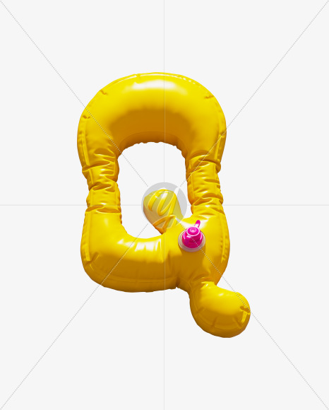 Letter Q from Yellow Inflatable Swimming Ring alphabet on Yellow Images Creative Fonts - S70989