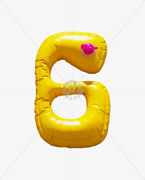 6 from Yellow Inflatable Swimming Ring alphabet on Yellow Images Creative Fonts - S71005