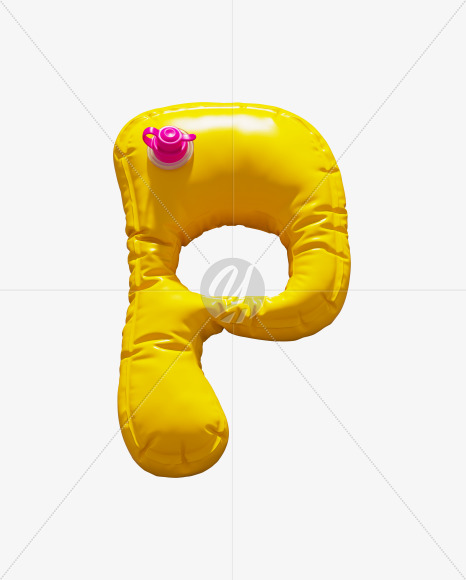 Letter P from Yellow Inflatable Swimming Ring alphabet on Yellow Images Creative Fonts - S70988