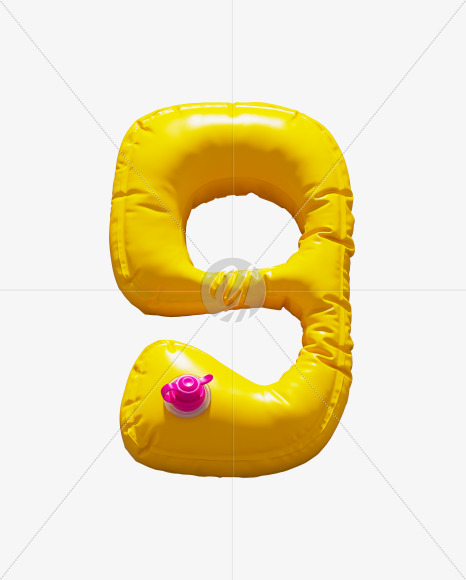 9 from Yellow Inflatable Swimming Ring alphabet on Yellow Images Creative Fonts - S71008