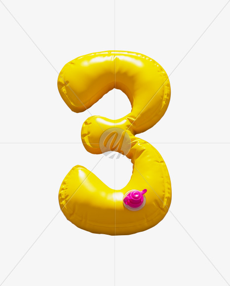 3 from Yellow Inflatable Swimming Ring alphabet on Yellow Images Creative Fonts - S71002