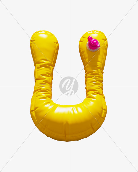 Letter U from Yellow Inflatable Swimming Ring alphabet on Yellow Images Creative Fonts - S70994