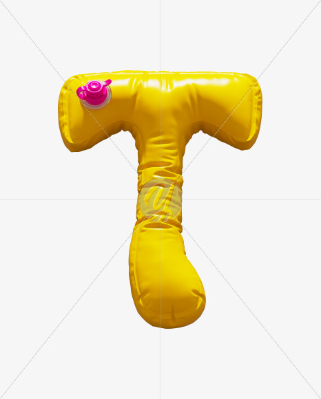 Letter T from Yellow Inflatable Swimming Ring alphabet on Yellow Images Creative Fonts - S70993