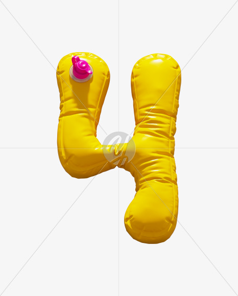 4 from Yellow Inflatable Swimming Ring alphabet on Yellow Images Creative Fonts - S71003