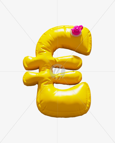 Euro from Yellow Inflatable Swimming Ring alphabet on Yellow Images Creative Fonts - S71010