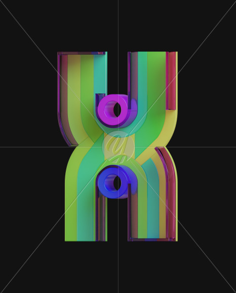 Letter X from Colorful Plastic View 2 on Yellow Images Creative Fonts - S71352