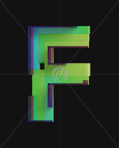 Letter F from Colorful Plastic View 2 on Yellow Images Creative Fonts - S71334