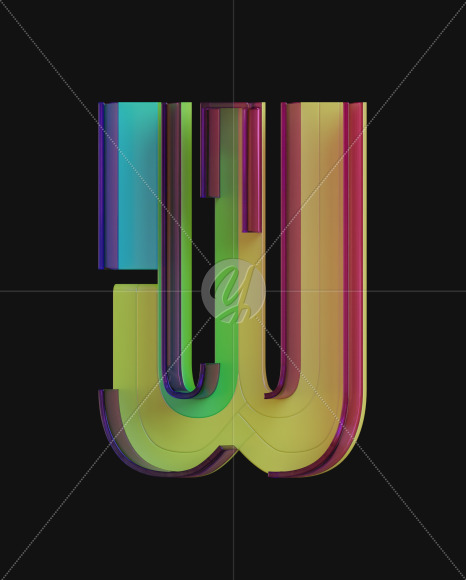 Letter W from Colorful Plastic View 2 on Yellow Images Creative Fonts - S71351