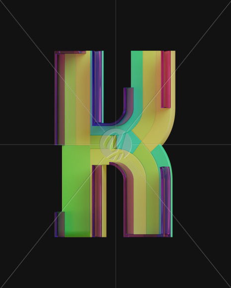 Letter K from Colorful Plastic View 2 on Yellow Images Creative Fonts - S71339