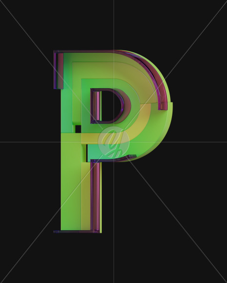 Letter P from Colorful Plastic View 2 on Yellow Images Creative Fonts - S71344